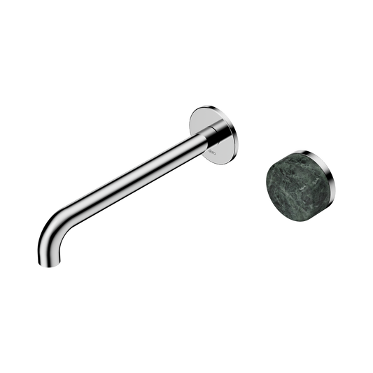 Serenity Progressive Wall Basin Mixer 220mm Spout With Verde Alpi Handle Chrome