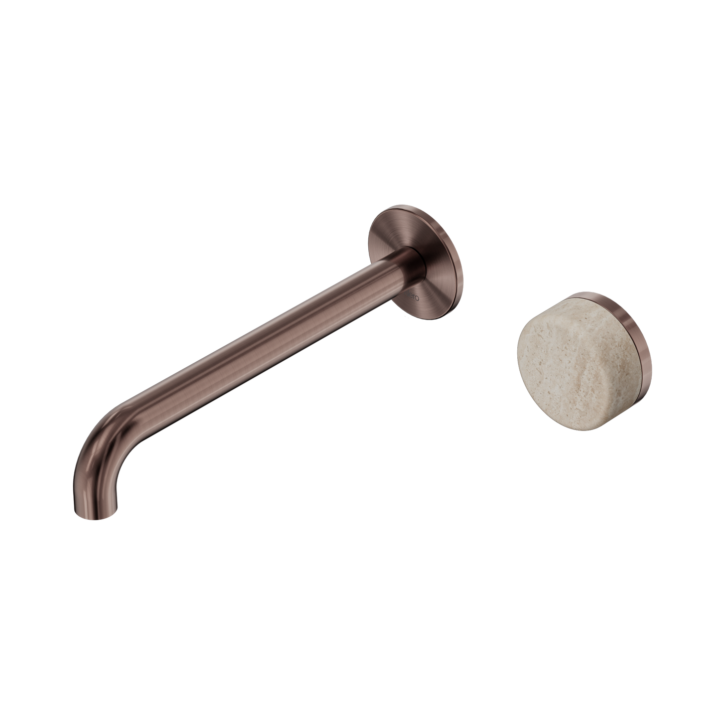 Nero Serenity Progressive Wall Basin Mixer 220mm Spout With Rome Travertine Handle