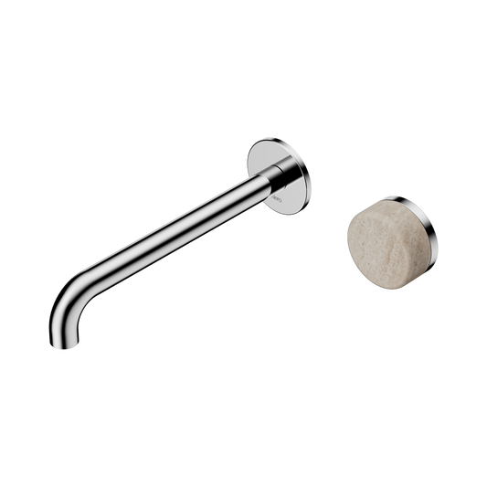 Serenity Progressive Wall Basin Mixer 220mm Spout With Rome Travertine Handle Chrome