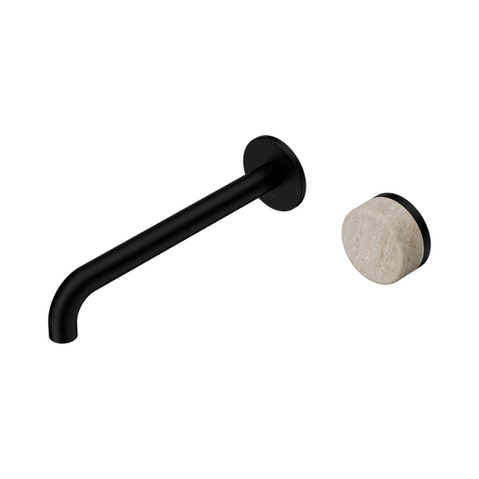 Nero Serenity 24E075MB Progressive Wall Basin Mixer 220mm Spout With Rome Travertine Handle  5 Star / 5LPM