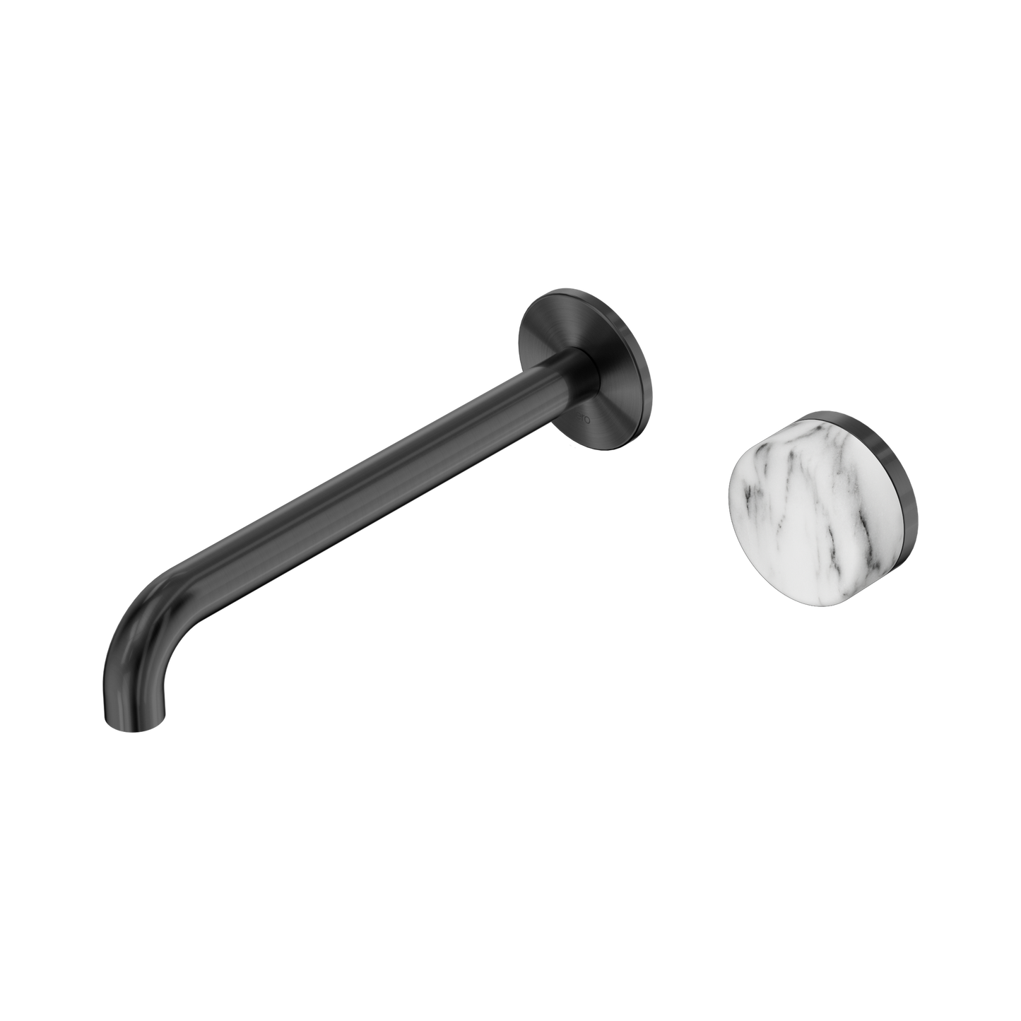 Nero Serenity Progressive Wall Basin Mixer 220mm Spout With Arabescato Corchia Handle Gun Metal