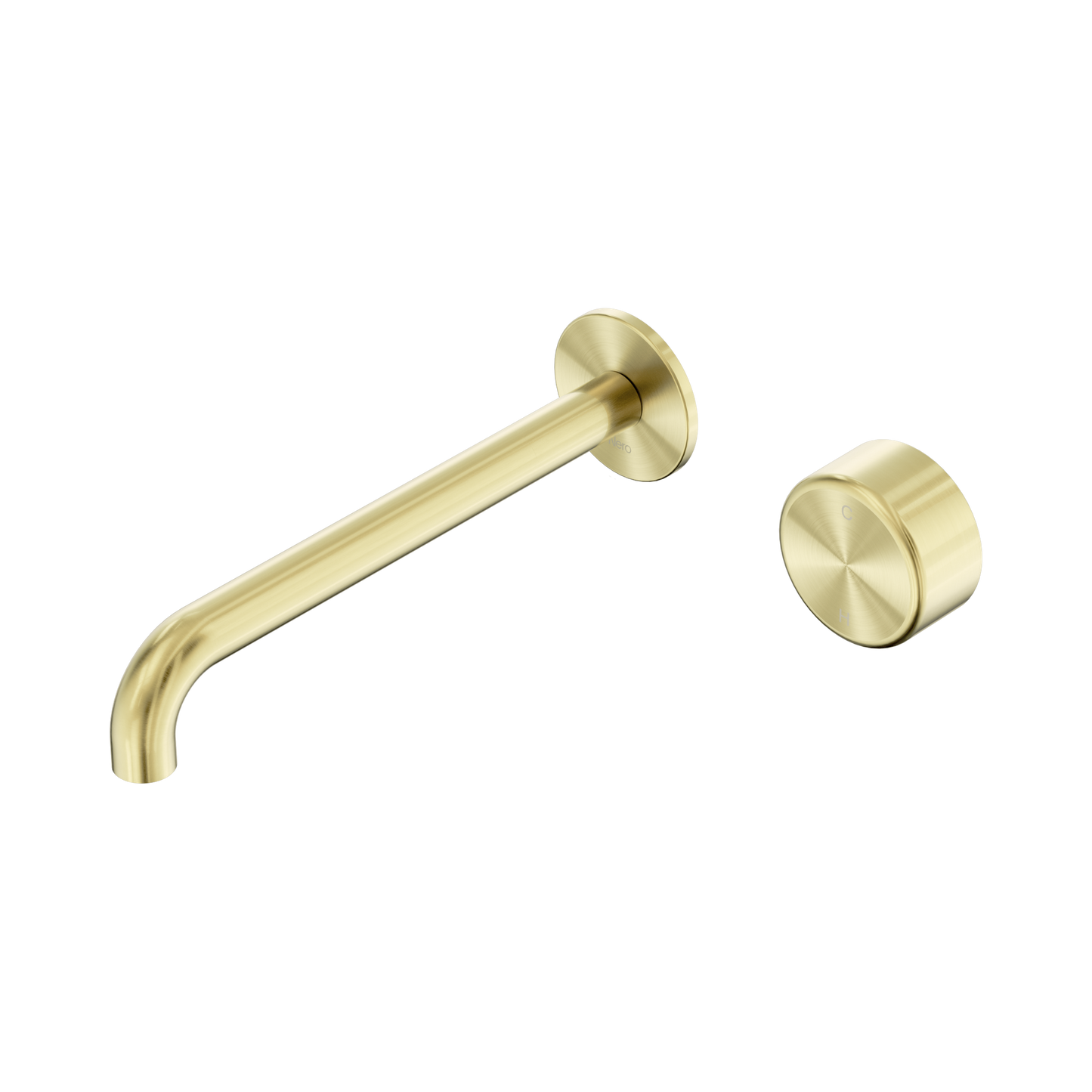 Serenity Progressive Wall Basin Mixer 220mm Spout With Metal Handle Brushed Gold