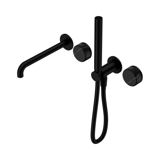 Serenity Progressive Shower System With Spout With Marquina Black Handle And Slim Shower Matte Black