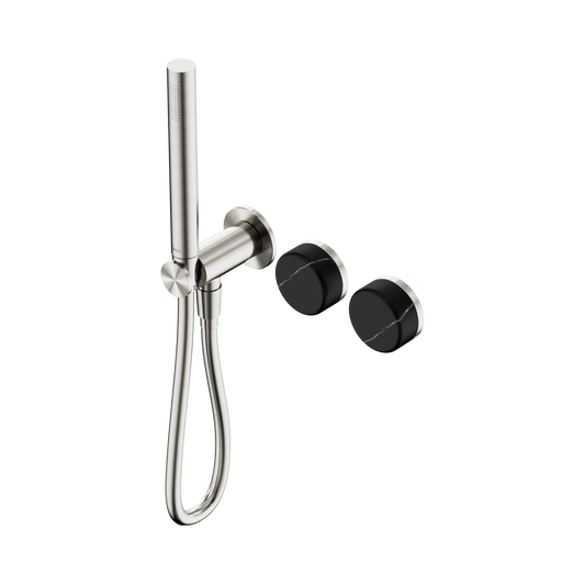 Serenity Progressive Shower System With Marquina Black Handle And Slim Shower Brushed Nickel