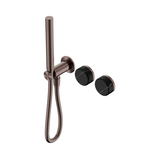 Serenity Progressive Shower System With Marquina Black Handle And Slim Shower Brushed Bronze