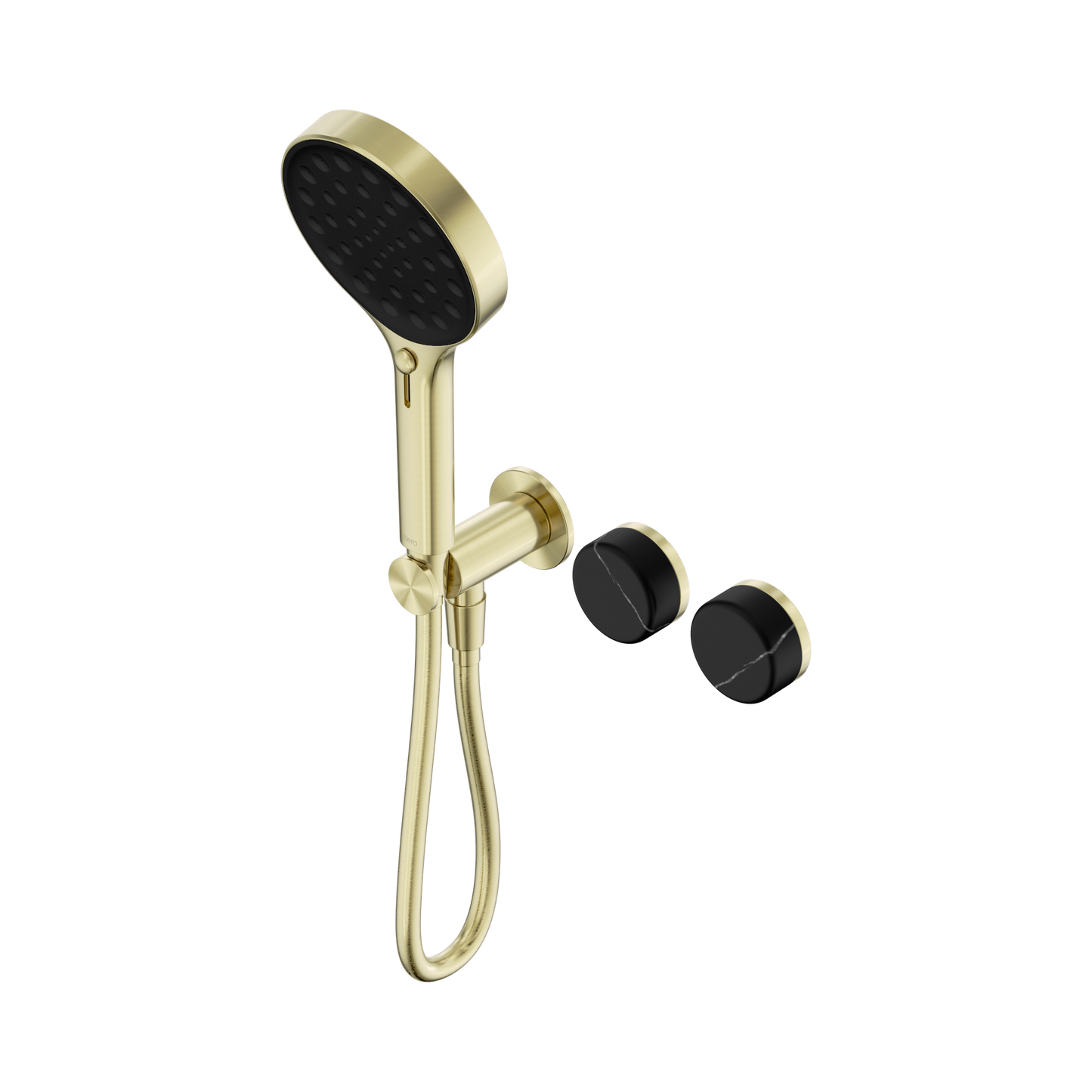 Serenity Progressive Shower System With Marquina Black Handle And Serenity Hand Shower Brushed Gold