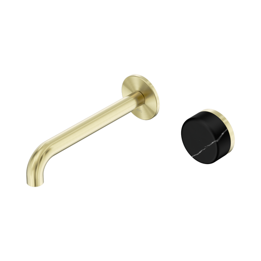 Nero Serenity 24E139BG Progressive Wall Basin Mixer 185mm Spout With Marquina  Handle Brushed  5 Star / 5LPM