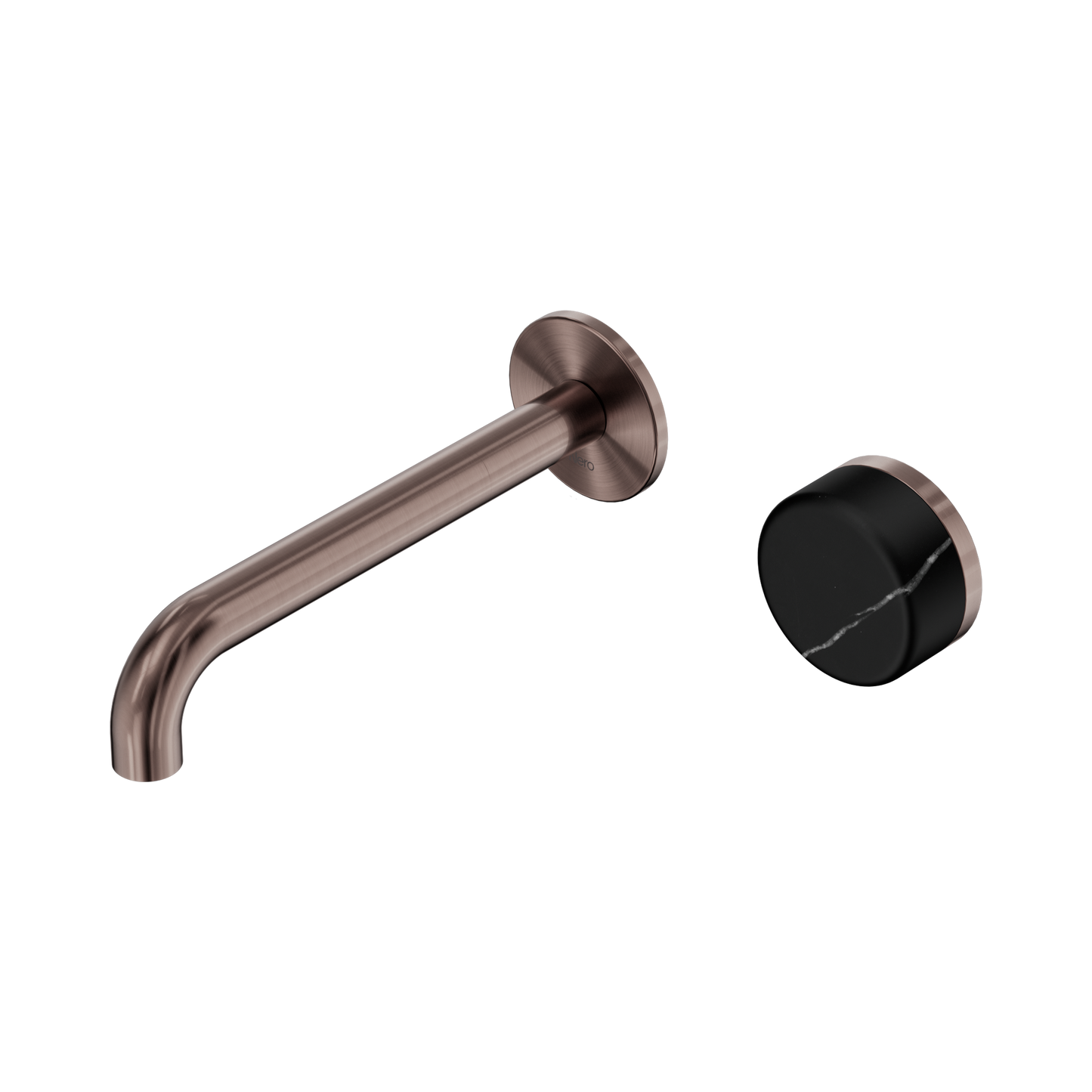 Serenity Progressive Wall Basin Mixer 185mm Spout With Marquina Black Handle Brushed Bronze
