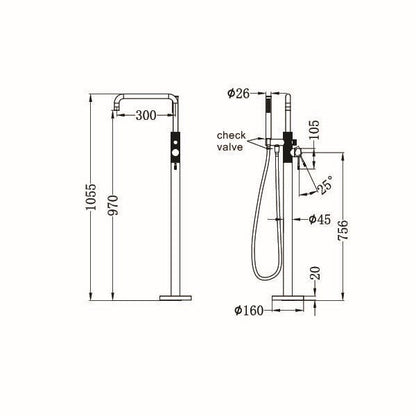 Nero Opal Freestanding Bath Mixer with Handshower