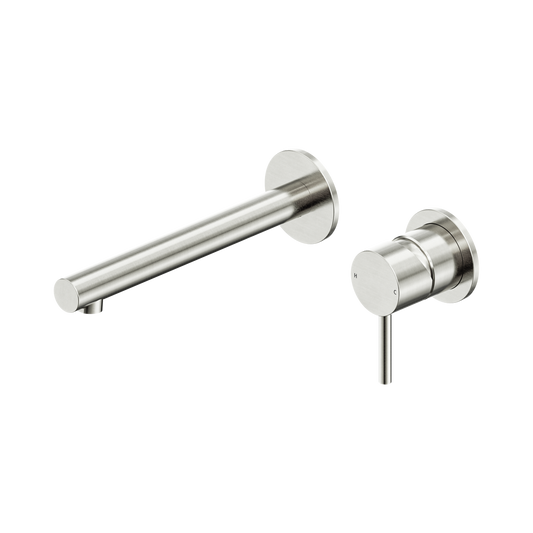 Dolce II Wall Basin/Bath Mixer Separate Back Plate Brushed Nickel