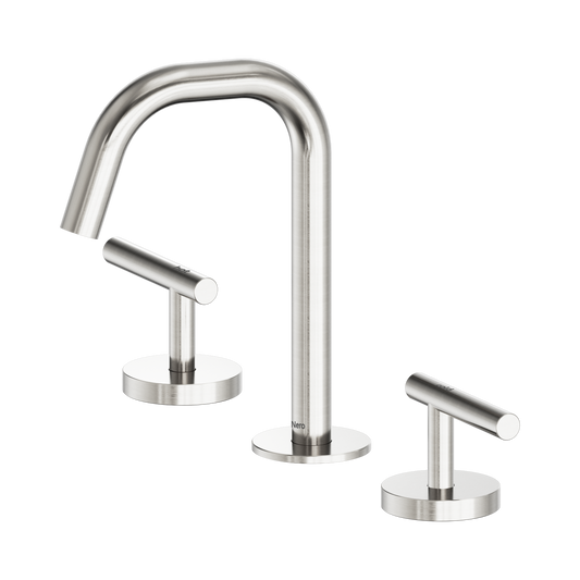 Mecca Lever Basin Set Edge Spout Brushed Nickel
