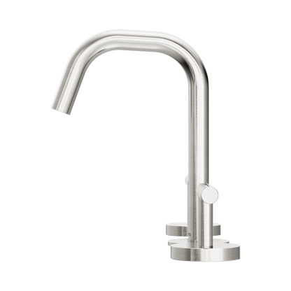 Mecca Lever Basin Set Edge Spout Brushed Nickel