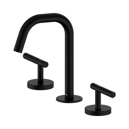 Mecca Lever Basin Set Edge Spout Matte Black