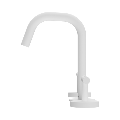 Mecca Lever Basin Set Edge Spout Matte White