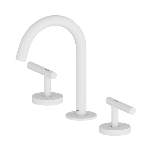 Mecca Lever Basin Set Arc Spout Matte White
