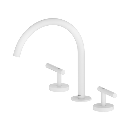 Mecca Lever Bath/Kitchen Set Arc Spout Matte White