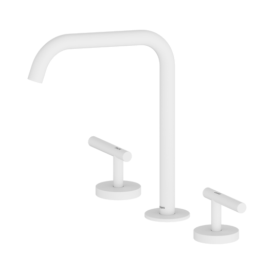 Mecca Lever Bath/Kitchen Set Edge Spout Matte White