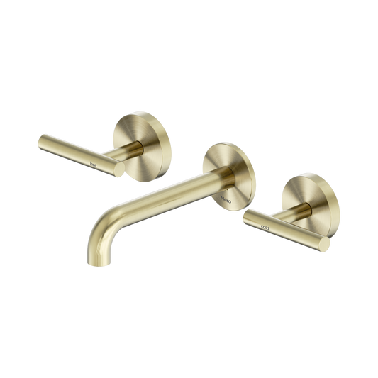 Mecca Lever Wall Basin/Bath Set 160mm Spout Brushed Gold
