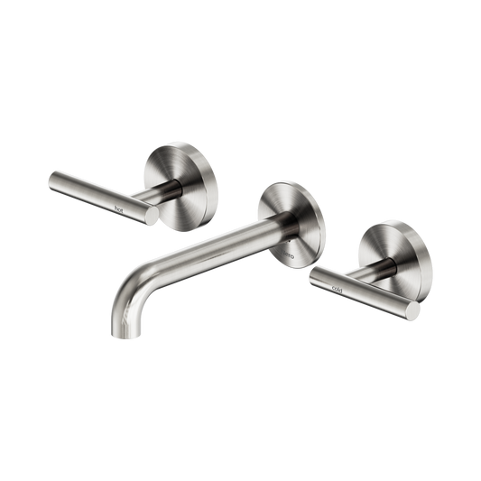 Mecca Lever Wall Basin/Bath Set 160mm Spout Brushed Nickel