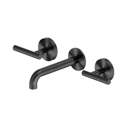 Mecca Lever Wall Basin/Bath Set 160mm Spout Gun Metal