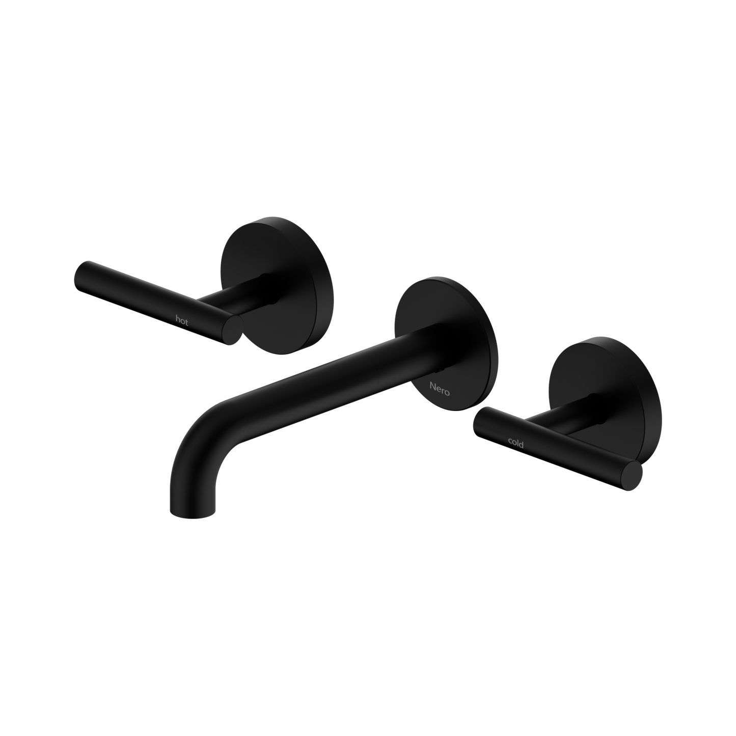 Mecca Lever Wall Basin/Bath Set 160mm Spout Matte Black