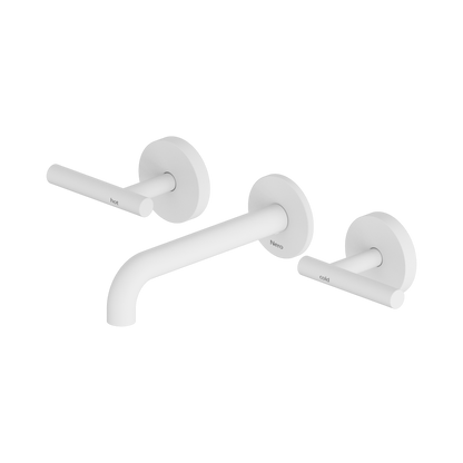 Mecca Lever Wall Basin/Bath Set 160mm Spout Matte White