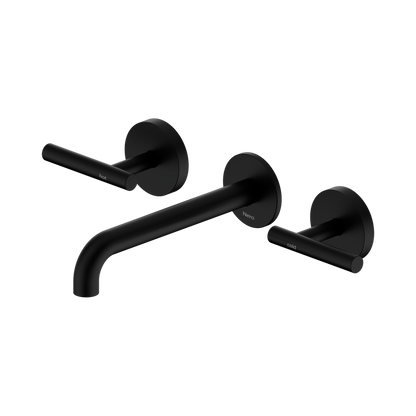 Mecca Lever Wall Basin/Bath Set 185mm Spout Matte Black
