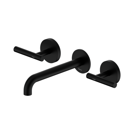 Mecca Lever Wall Basin/Bath Set 185mm Spout Matte Black