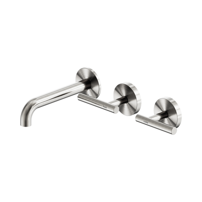Mecca Lever Wall Basin/Bath Set 160mm Offset Spout Brushed Nickel