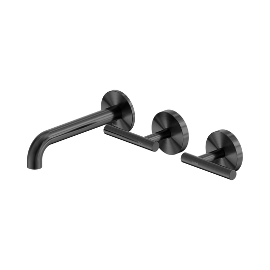 Mecca Lever Wall Basin/Bath Set 160mm Offset Spout Gun Metal
