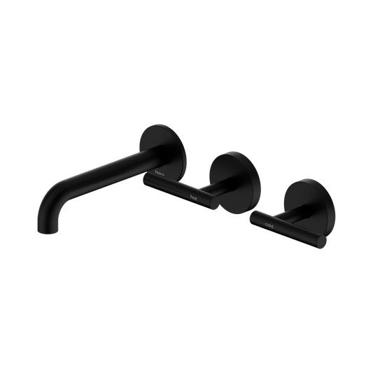 Mecca Lever Wall Basin/Bath Set 160mm Offset Spout Matte Black