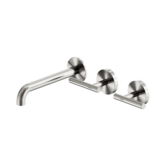 Mecca Lever Wall Basin/Bath Set 185mm Offset Spout Brushed Nickel