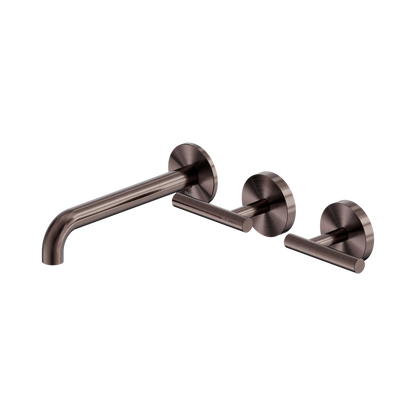 Mecca Lever Wall Basin/Bath Set 185mm Offset Spout Brushed Bronze