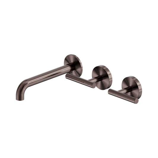 Mecca Lever Wall Basin/Bath Set 185mm Offset Spout Brushed Bronze