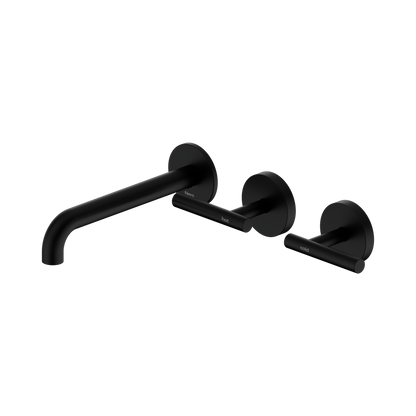 Mecca Lever Wall Basin/Bath Set 185mm Offset Spout Matte Black