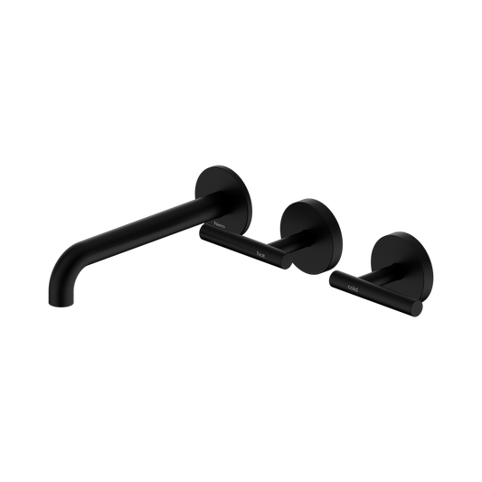 Mecca Lever Wall Basin/Bath Set 185mm Offset Spout Matte Black