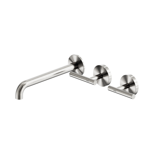 Mecca Lever Wall Basin/Bath Set 220mm Offset Spout Brushed Nickel