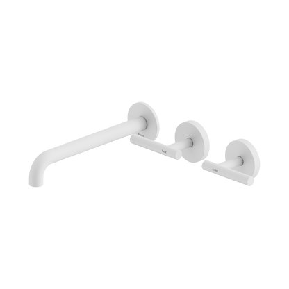 Mecca Lever Wall Basin/Bath Set 220mm Offset Spout Matte White
