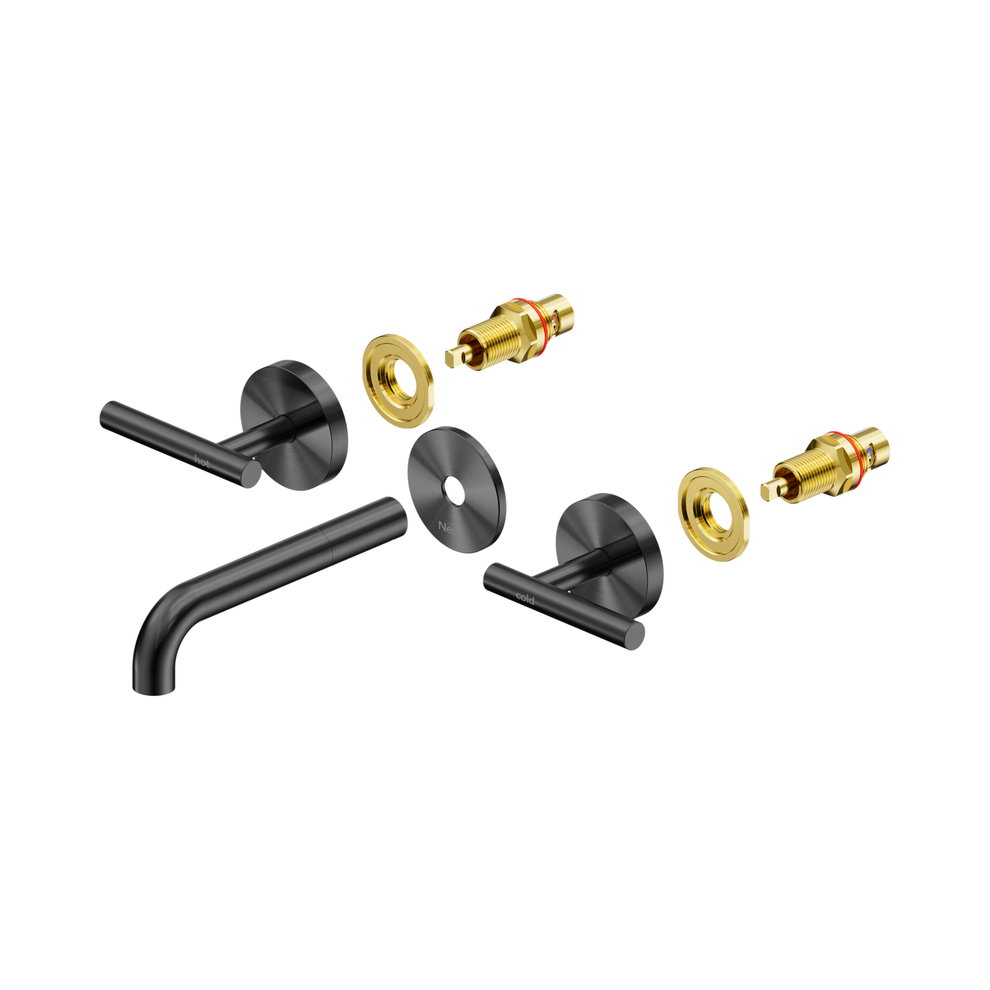 Mecca Lever Wall Basin/Bath Set 160mm Spout Trim kits Only Gun Metal