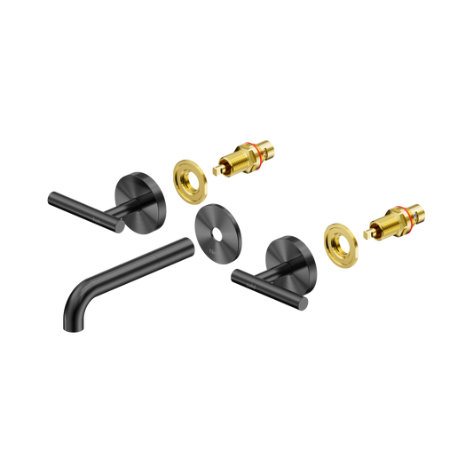 Mecca Lever Wall Basin/Bath Set 160mm Spout Trim kits Only Gun Metal