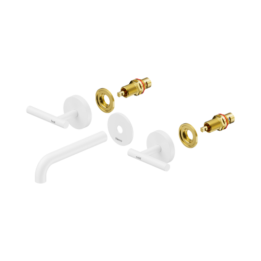 Mecca Lever Wall Basin/Bath Set 160mm Spout Trim kits Only Matte White
