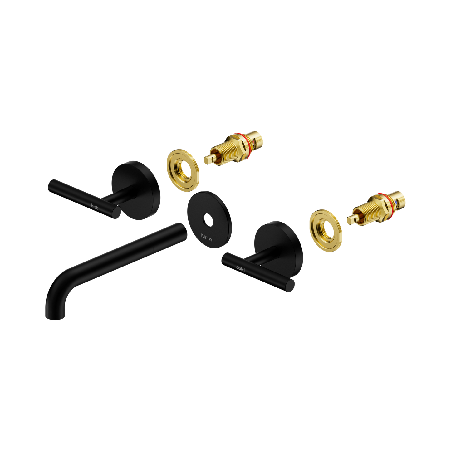 Mecca Lever Wall Basin/Bath Set 185mm Spout Trim kits Only Matte Black