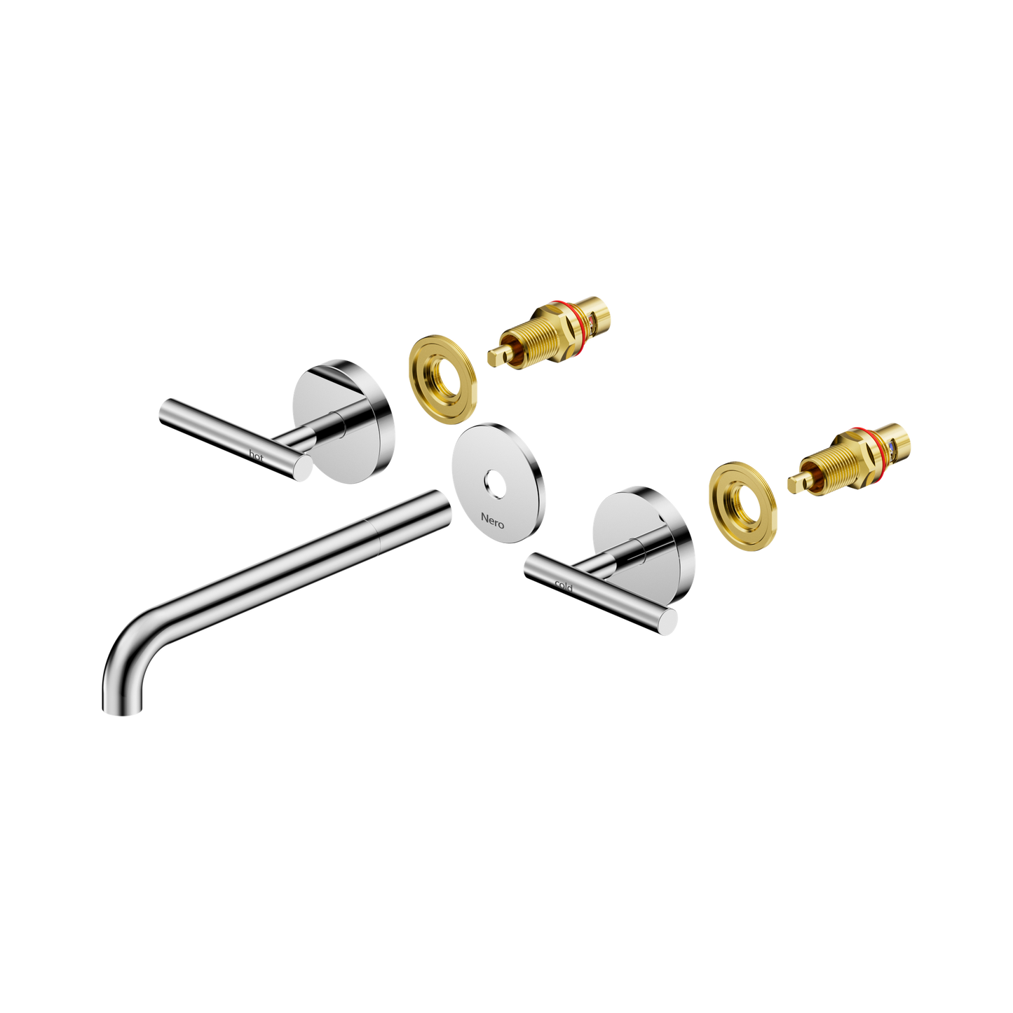 Mecca Lever Wall Basin/Bath Set 220mm Spout Trim kits Only Chrome