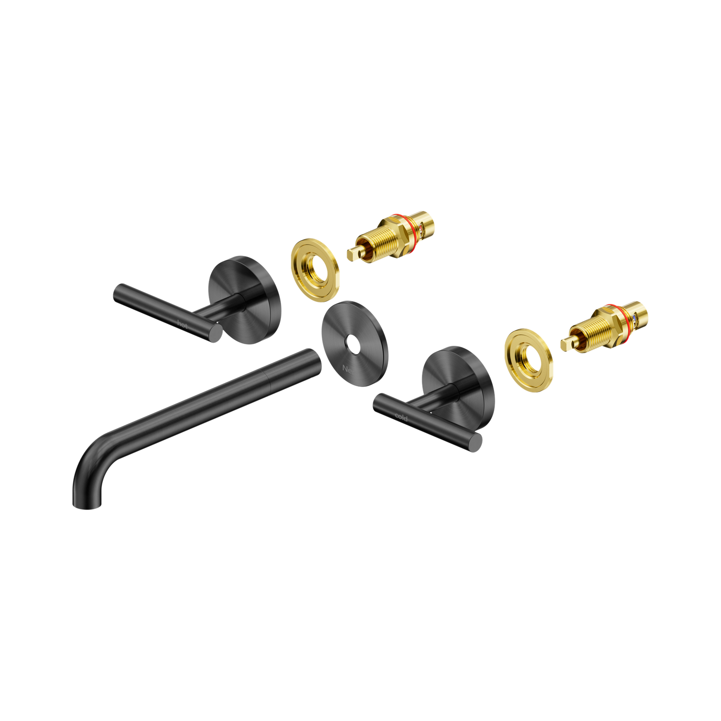 Mecca Lever Wall Basin/Bath Set 220mm Spout Trim kits Only Gun Metal
