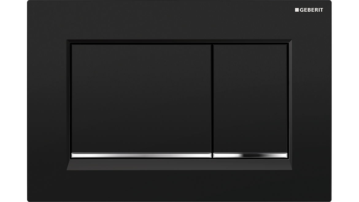 Sigma30 Dual Flush Button Square Black With Chrome Trim