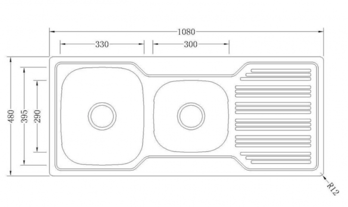 INSPIRE 1.5 LEFT HAND KITCHEN SINK  STEEL 1080MM