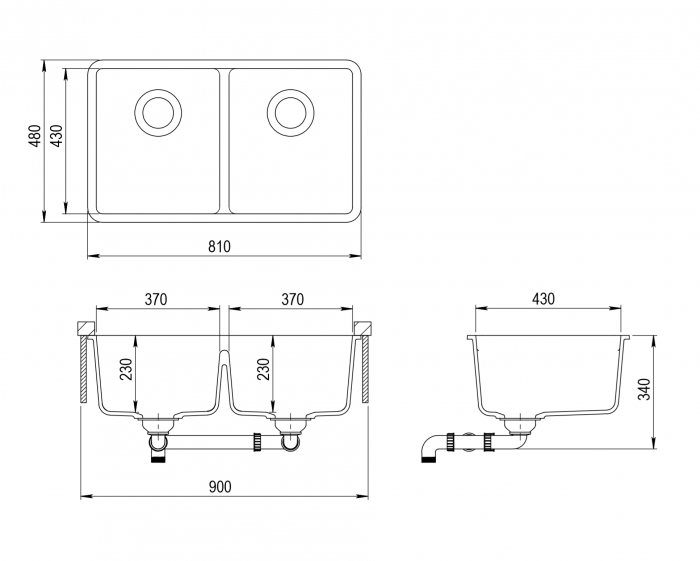 INSPIRE VIVA GRANITE  DOUBLE BOWL SINK  810MM