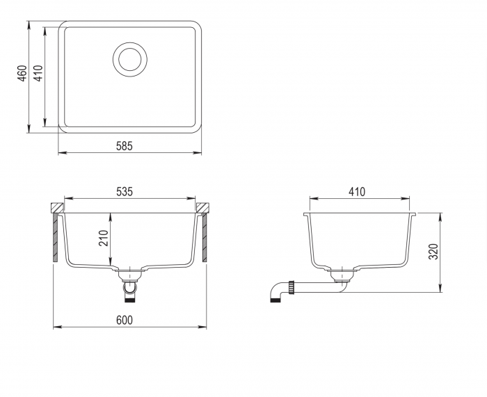 INSPIRE GRANITE SINK  585MM