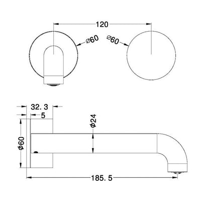 Nero Kara Progressive Wall Basin Set, 185mm Spout