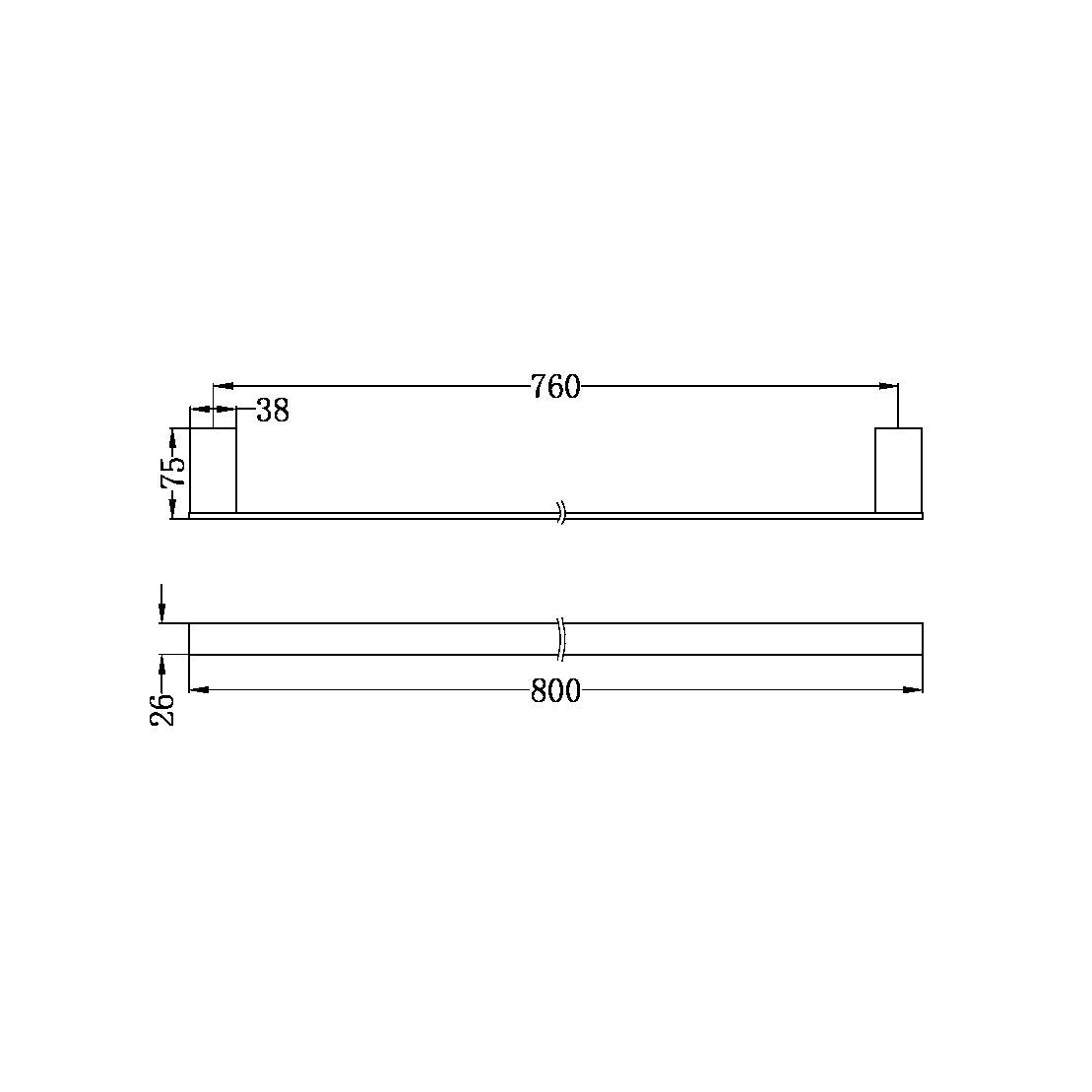 Nero Celia Single Towel Rail 800mm